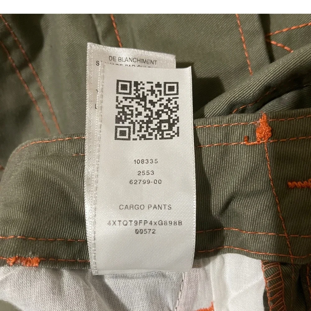 True Religion Mens‎ Cargo Pants Kalamata Papaya Orange Contrast Stitch Size 28